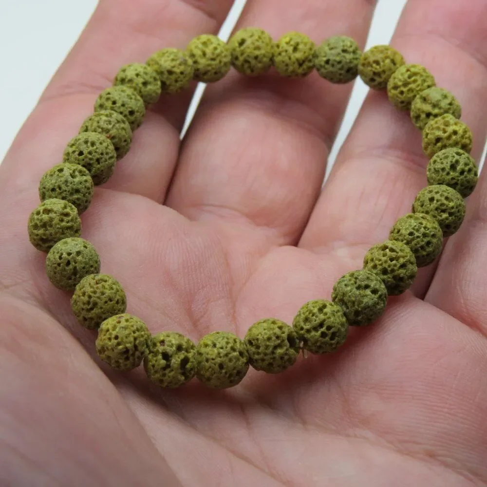 Natural Stone Lava Rock Diffuser Bracelet Elastic Yoga Aga 8mm X 3 Pieces set